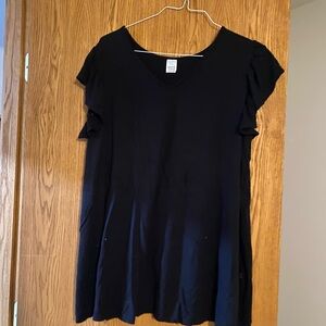 Time and Tru Black Ruffled Cap Sleeve Blouse